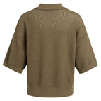 OPEN KNIT CARDIGAN WITH COLLAR AND SHORT SLEEVES