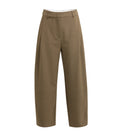 WOVEN BAREL LEG TROUSERS WITH PLEATHS