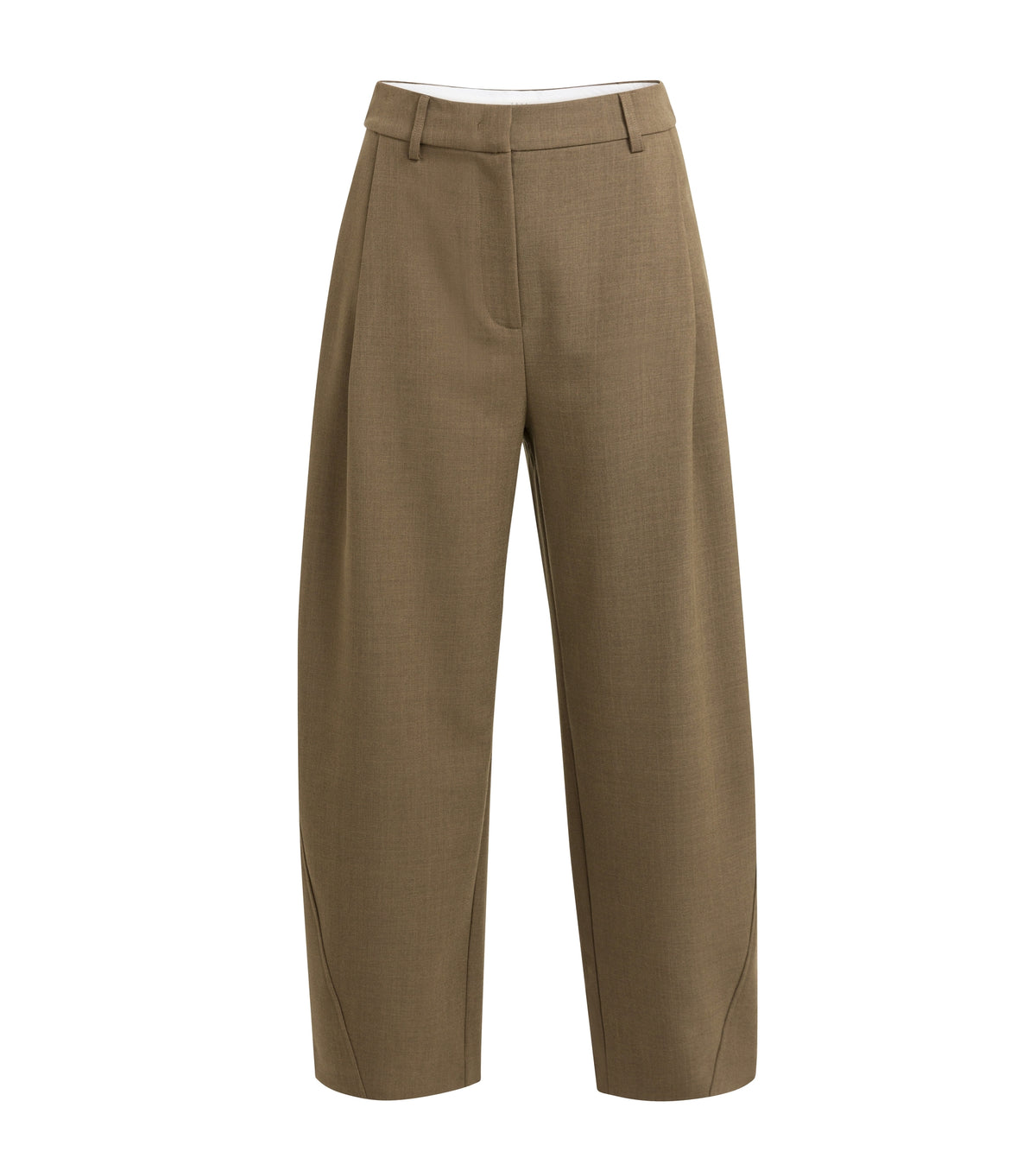 WOVEN BAREL LEG TROUSERS WITH PLEATHS