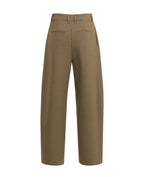 WOVEN BAREL LEG TROUSERS WITH PLEATHS