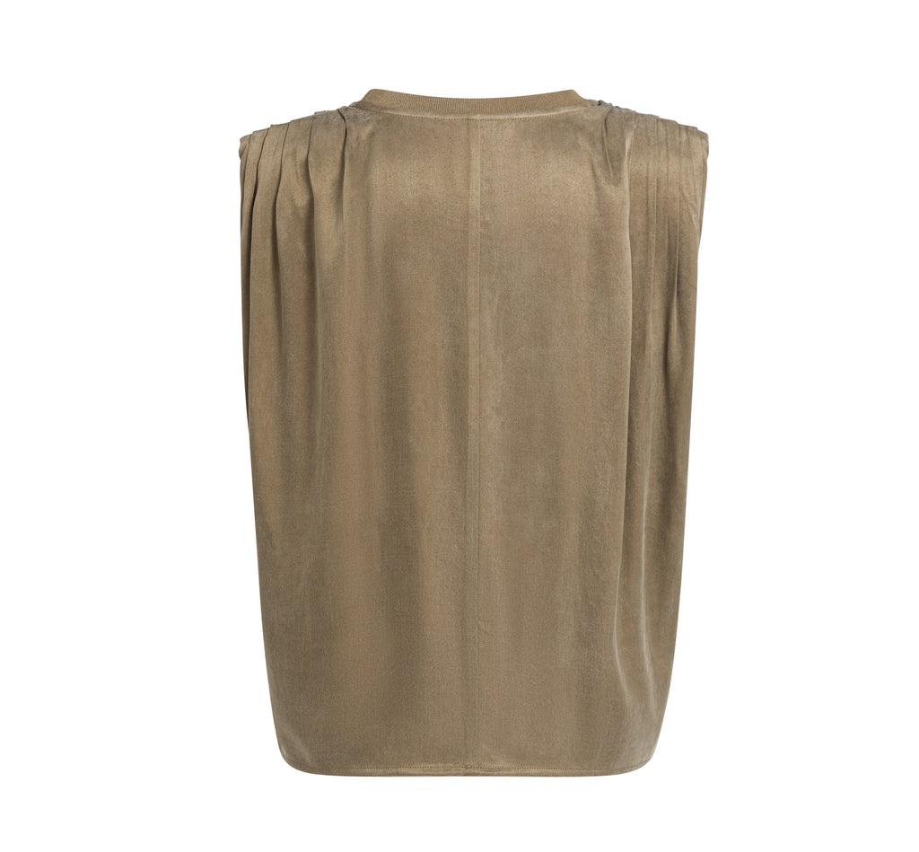 SLEEVELESS TOP WITH SHOULDER PLEATS