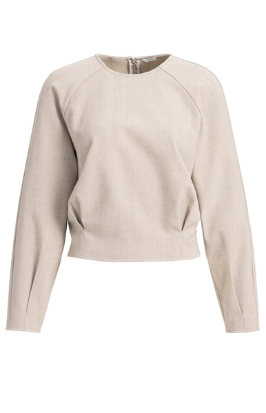 LONG SLEEVE FLANNEL TOP WITH PLEATS