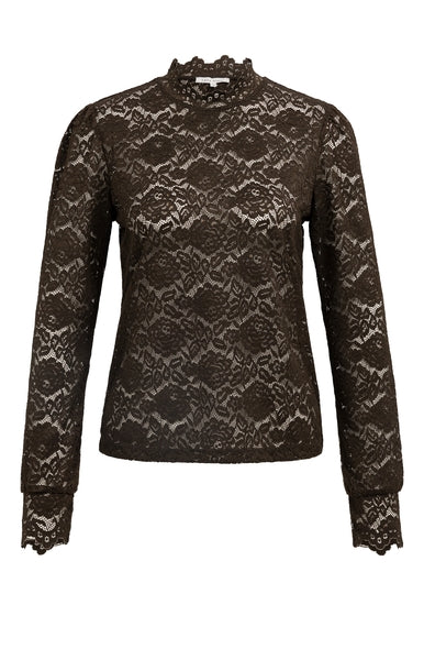 LACE TOP WITH HIGH NECK EN LONGLEEVES