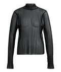 PLISSE MESH TOP WTH SMOCKED COLLAR AND CUFFS