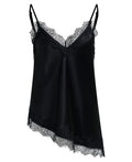 ASYMMETRIC SATIN SINGLET WITH LACE
