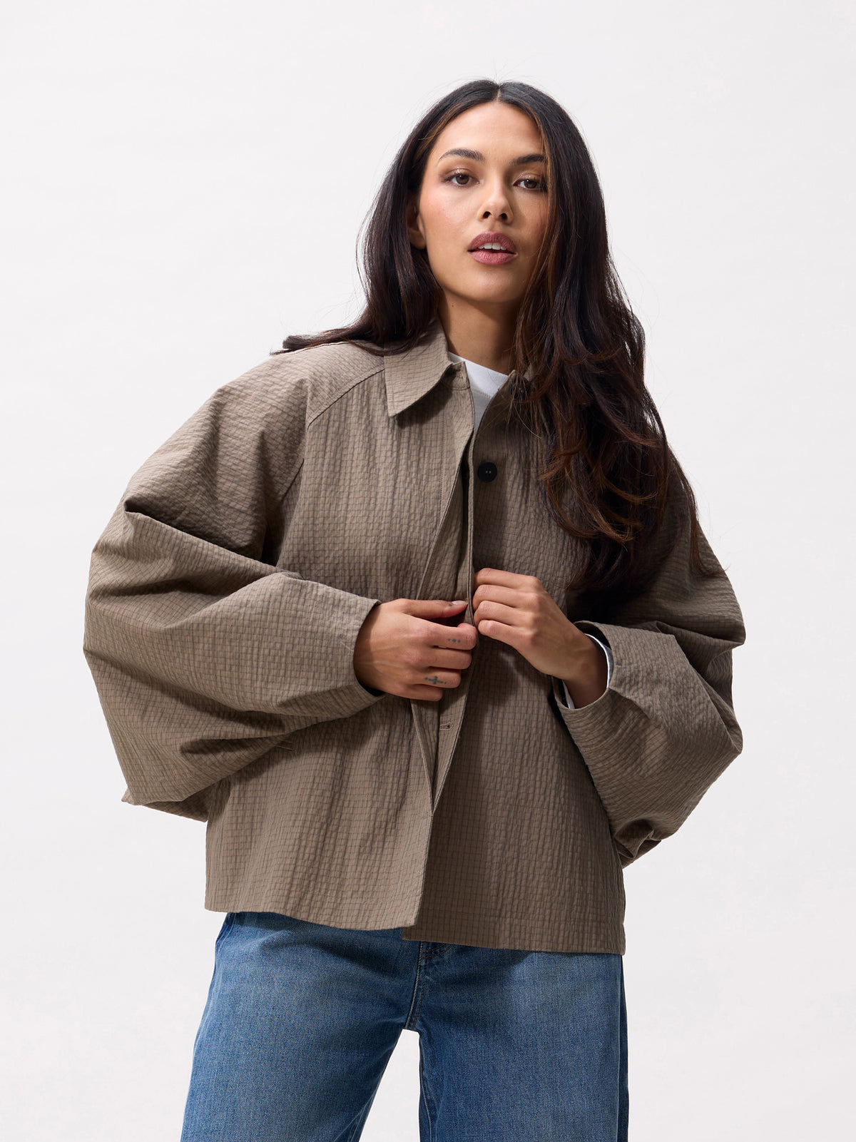 CHECK CAPE JACKET