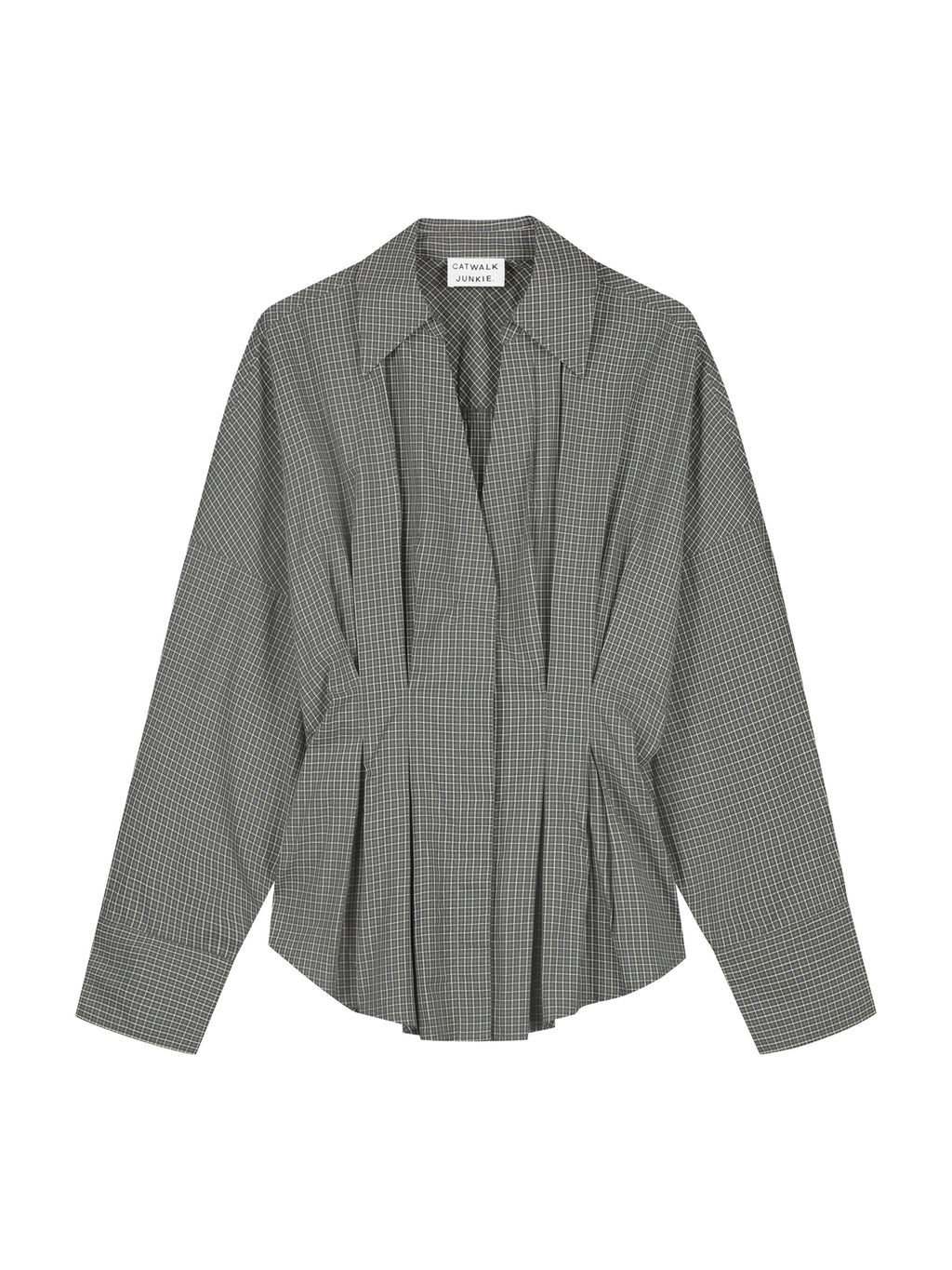 CHECK BLOUSE WITH WAIST PLEATS