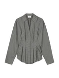 CHECK BLOUSE WITH WAIST PLEATS