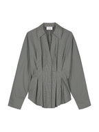 CHECK BLOUSE WITH WAIST PLEATS