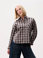 CHECK BLOUSE WITH TRIANGLE SCARF