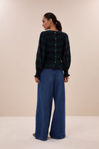 YENA GREEN CHECK BLOUSE