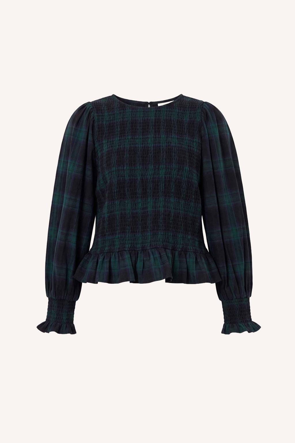 YENA GREEN CHECK BLOUSE