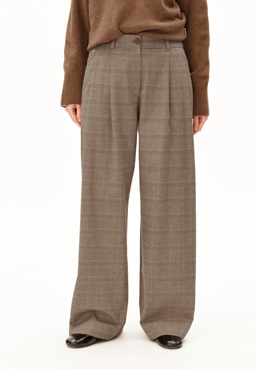 CHECK WIDE PLEATED PANT