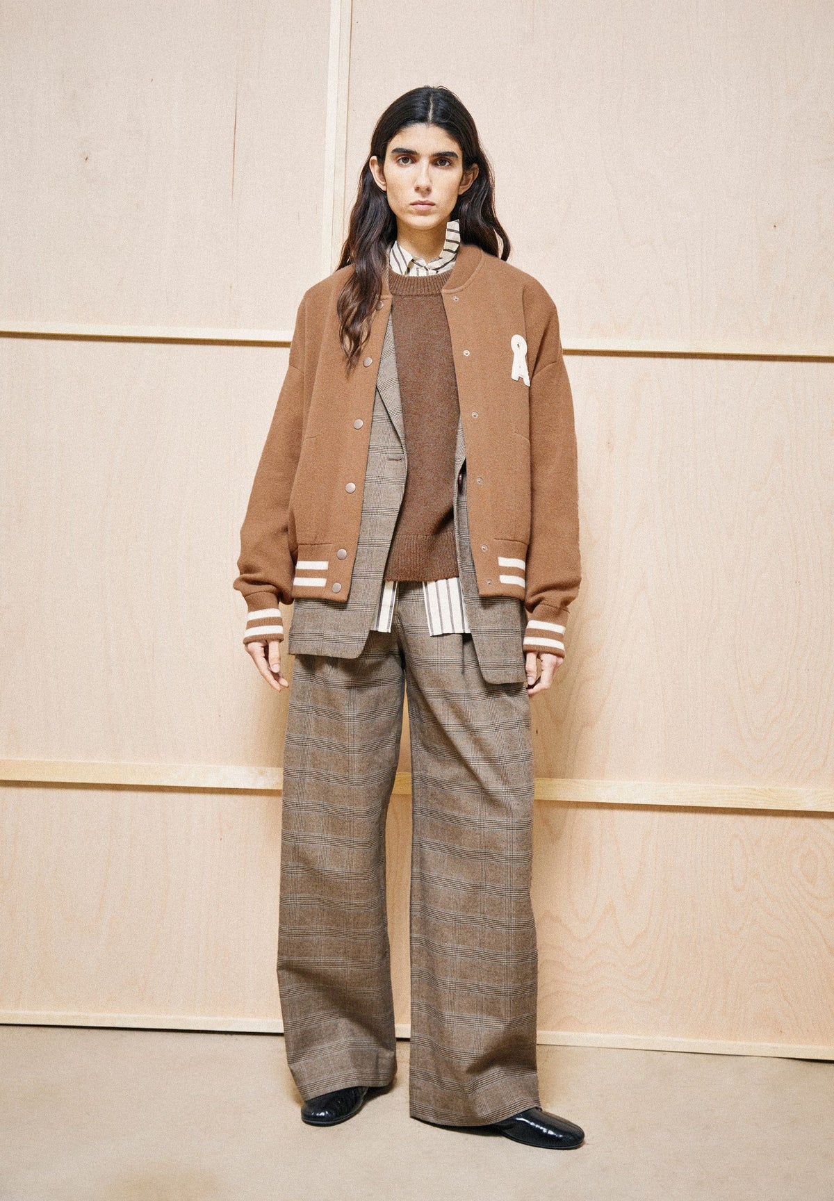 CHECK WIDE PLEATED PANT