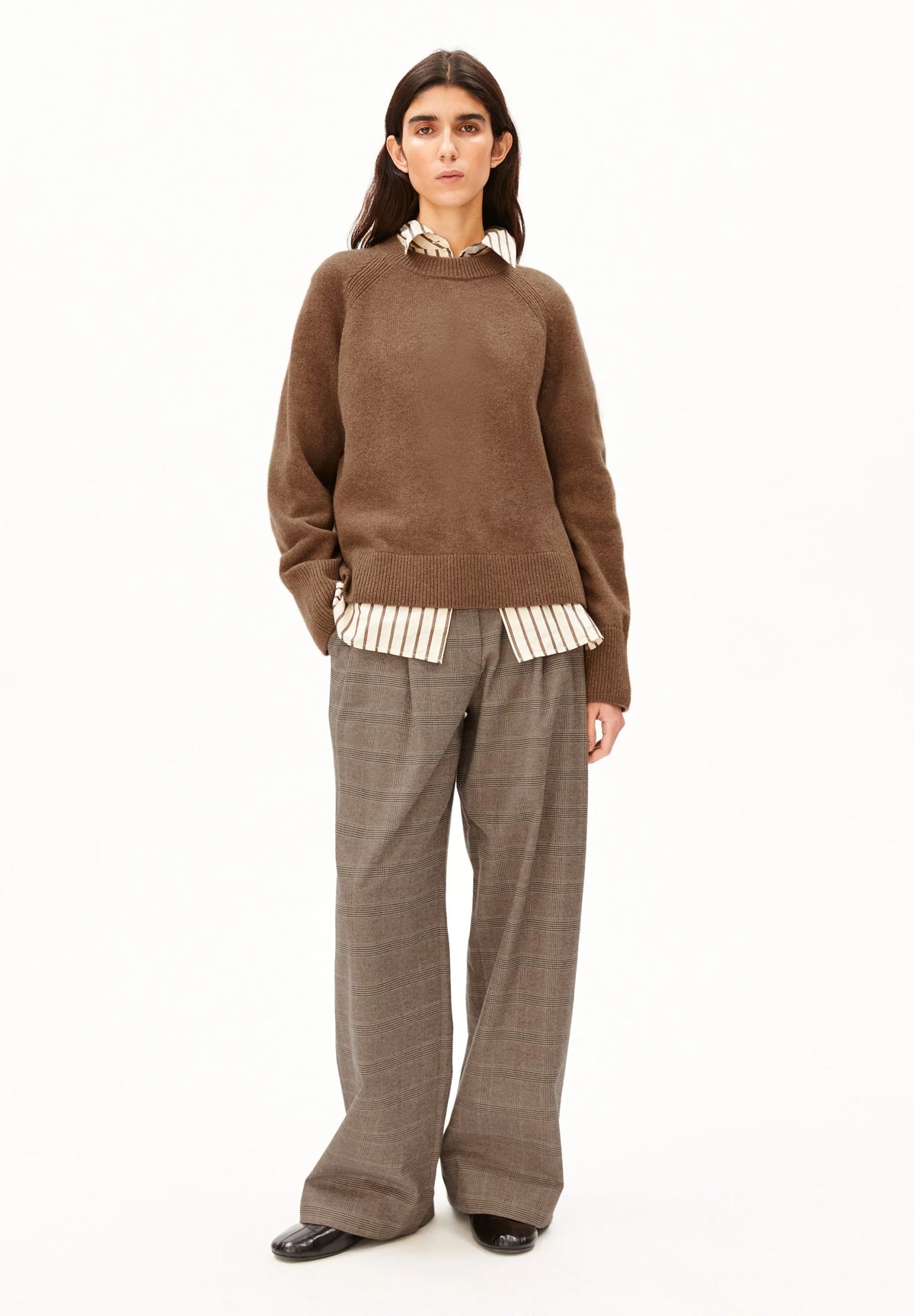 CHECK WIDE PLEATED PANT