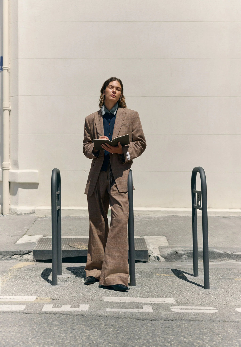 CHECK WIDE PLEATED PANT