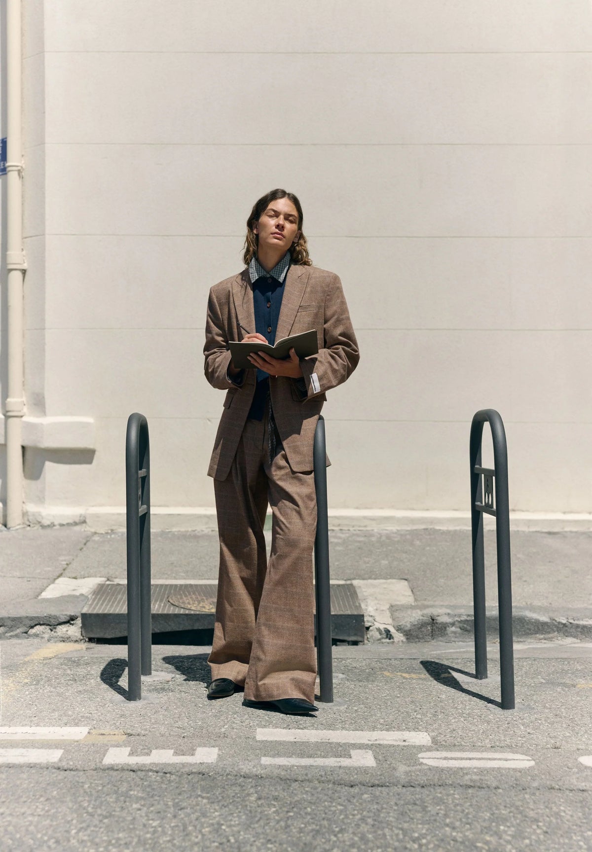 CHECK WIDE PLEATED PANT