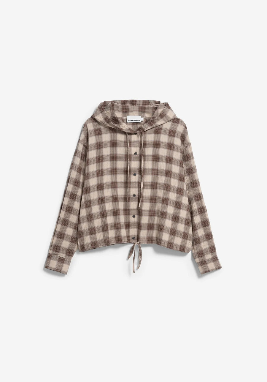 CHECK HOODED BLOUSE