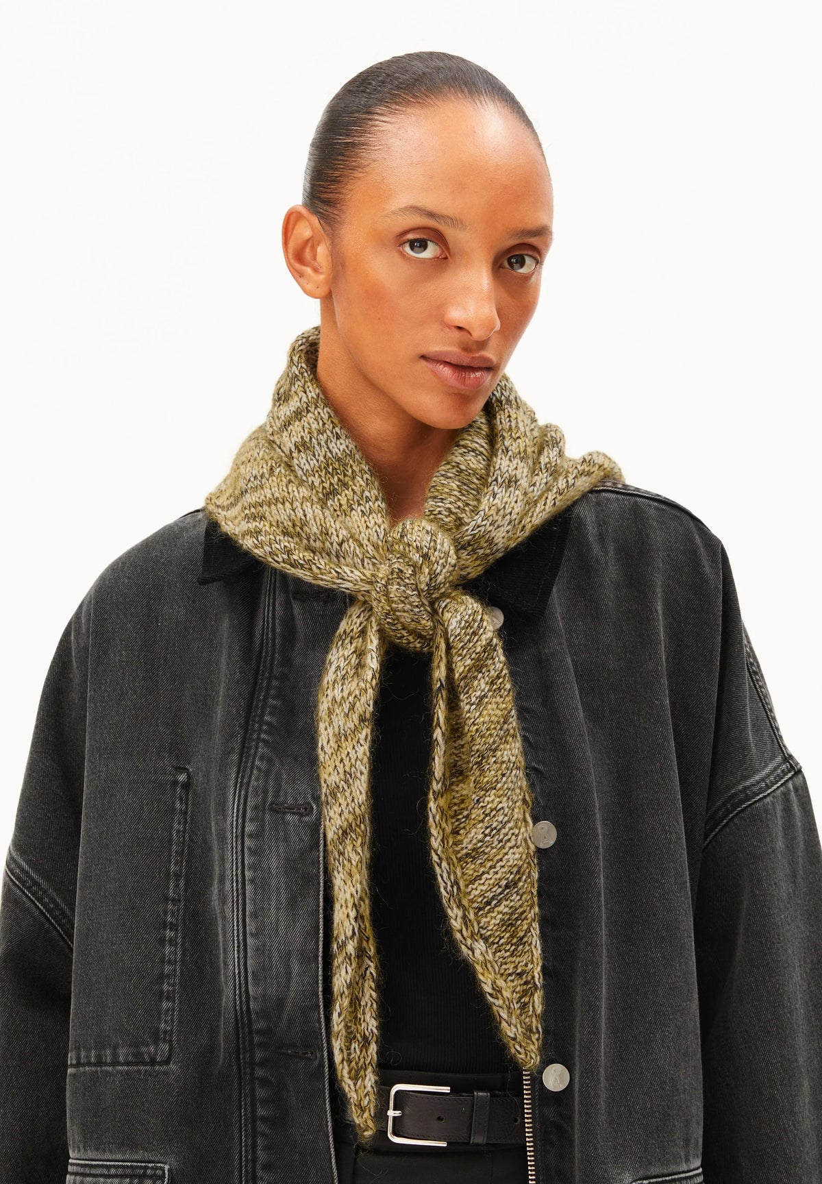 BRUSHED MOULINÉ KNIT SCARF W
