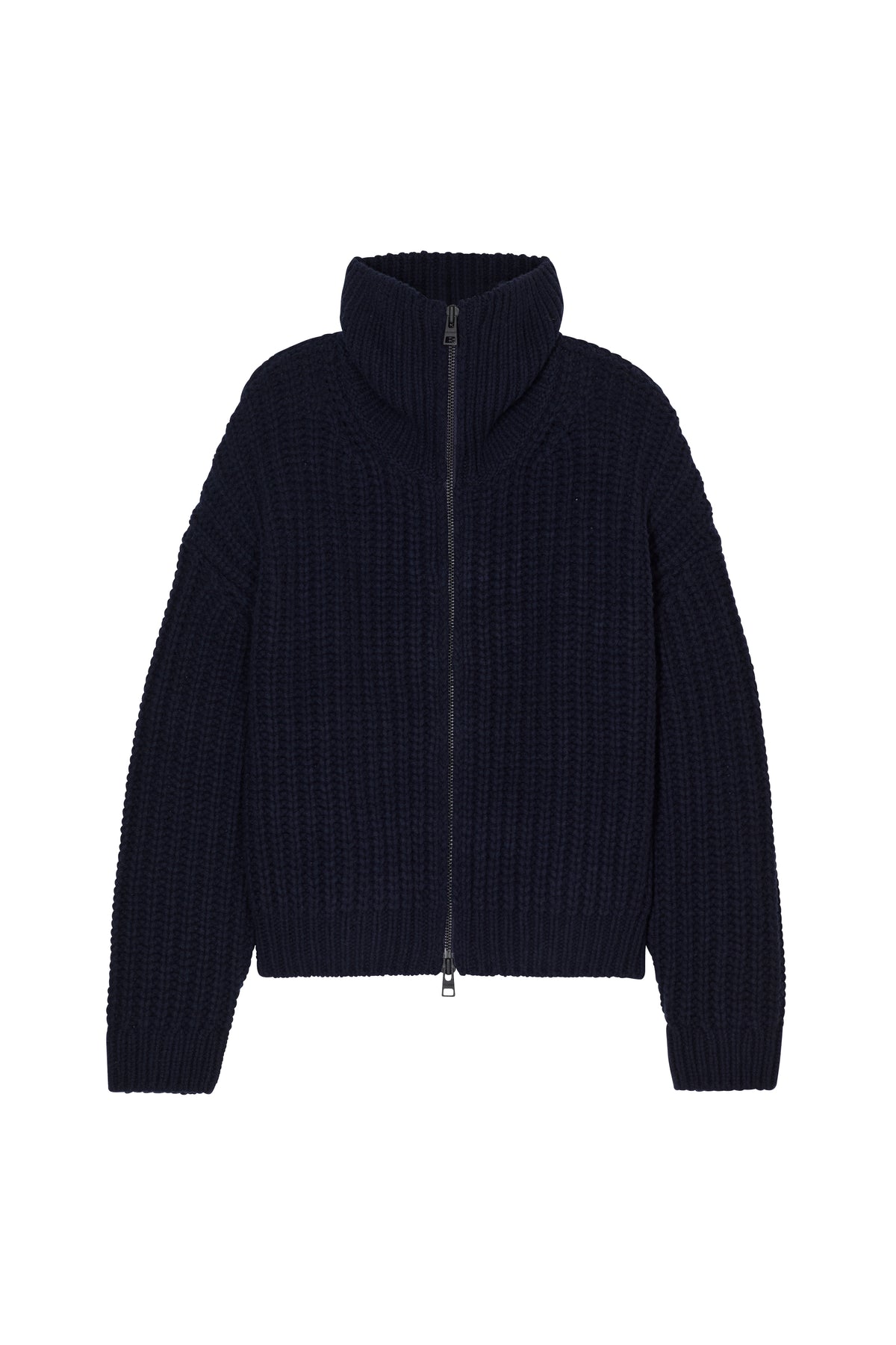 HIGH COLLAR ZIPPED CARDI