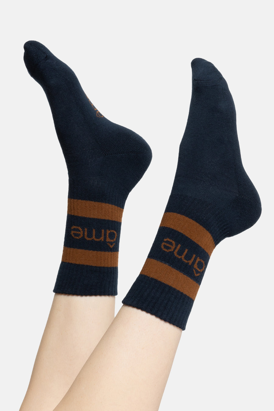 DIEGO DARK BLUE SOCKS WITH CONTRASTING ECRU LINES
