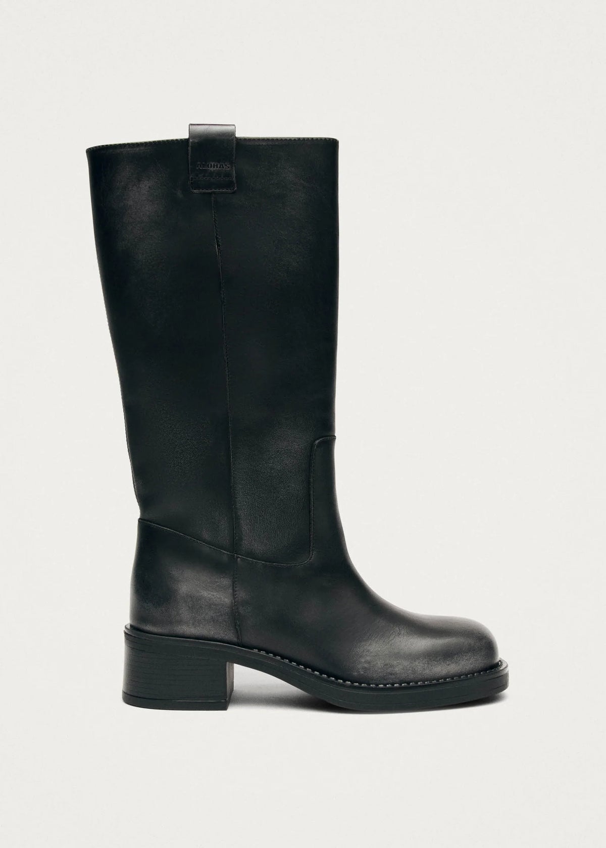 SAJAN VINTAGE EFFECT BLACK LEATHER BOOTS