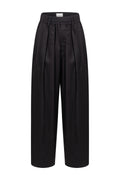 KICK BLACK PLEATED PANTS W/ ELASTICATED WAIST