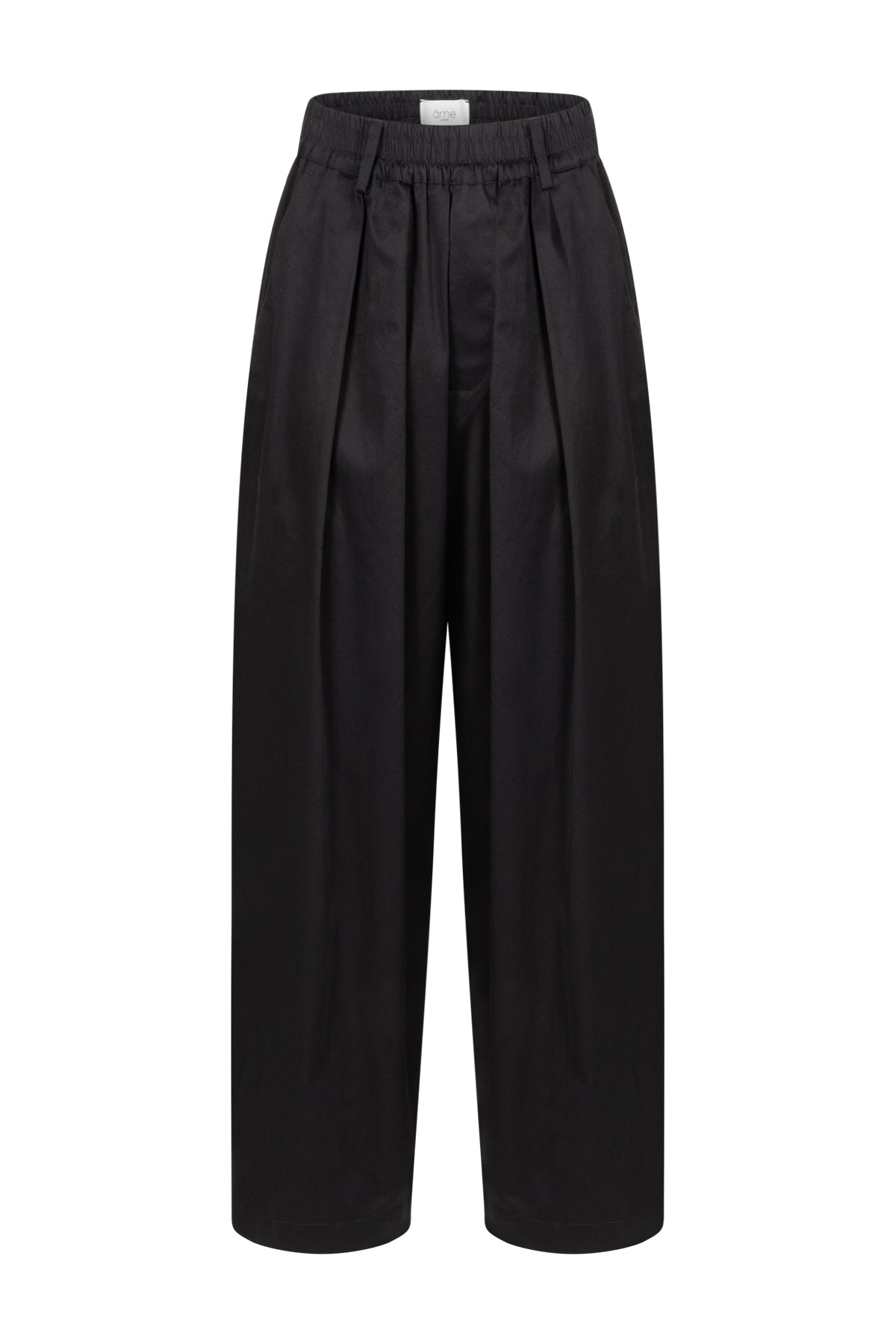 KICK BLACK PLEATED PANTS W/ ELASTICATED WAIST