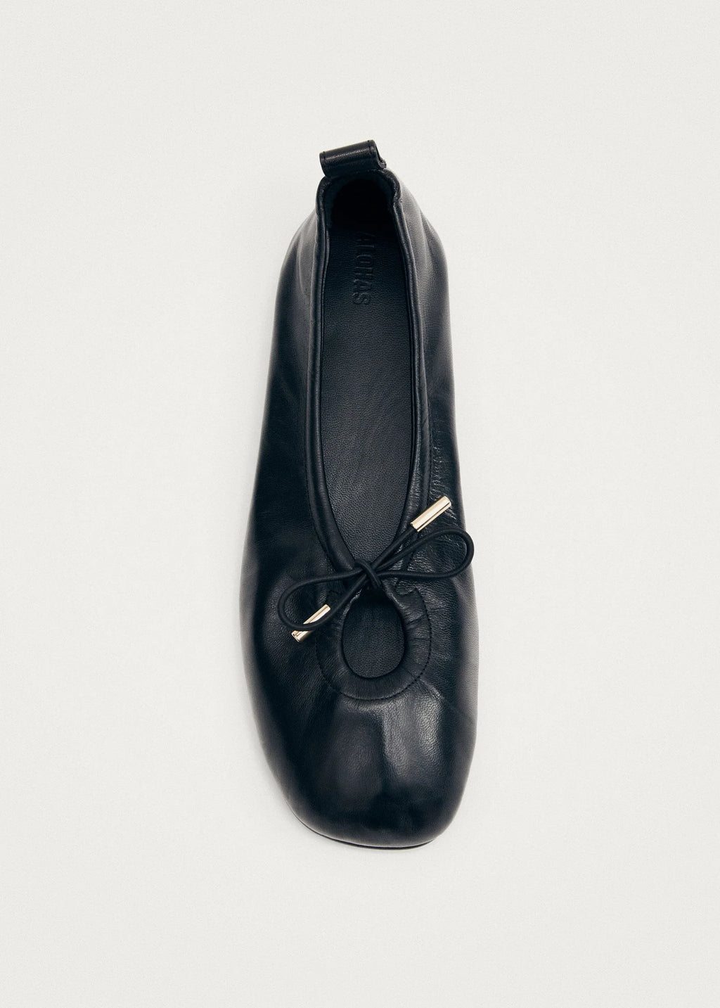 ROSALIND BLACK LEATHER BALLETS FLATS