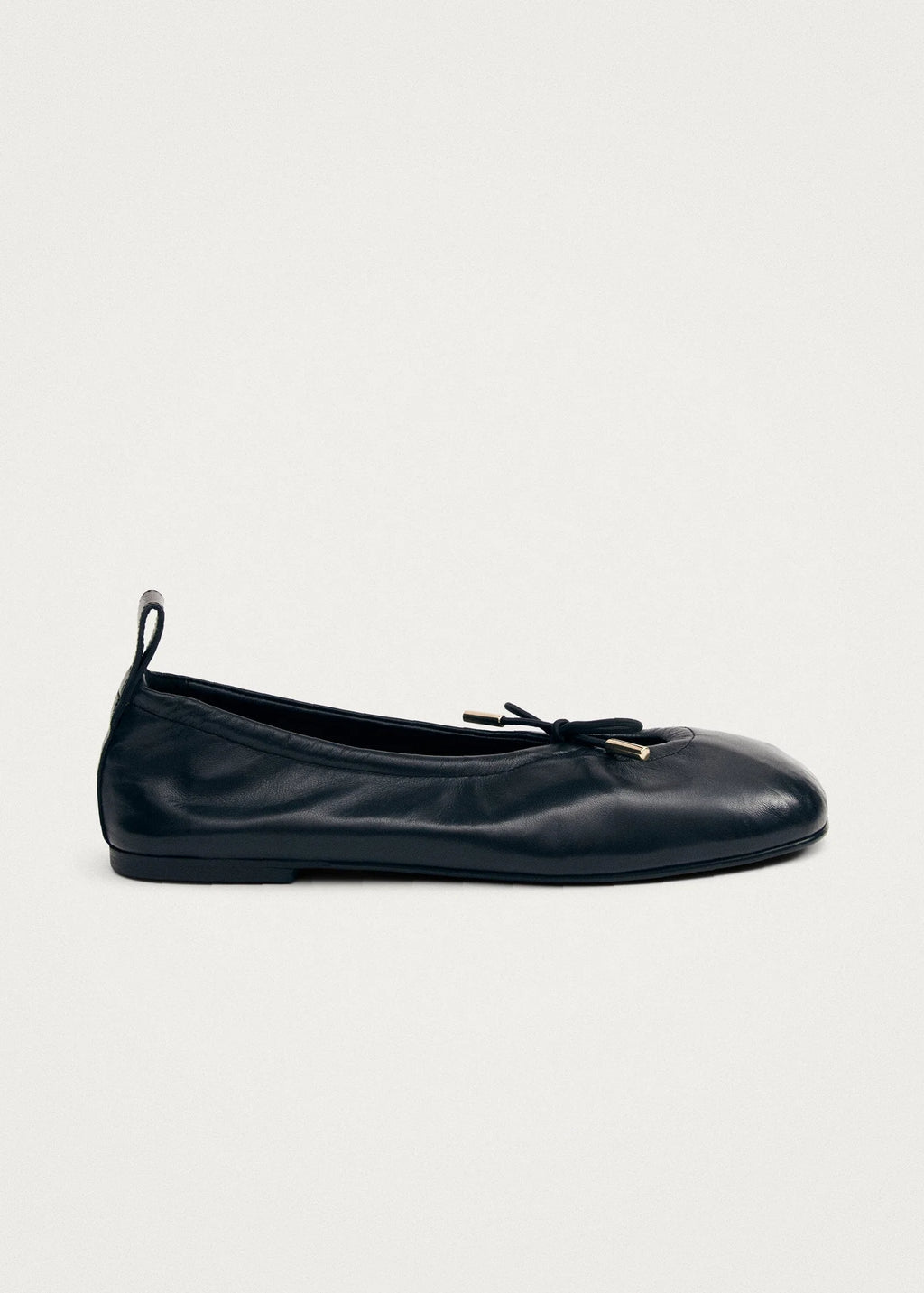 ROSALIND BLACK LEATHER BALLETS FLATS