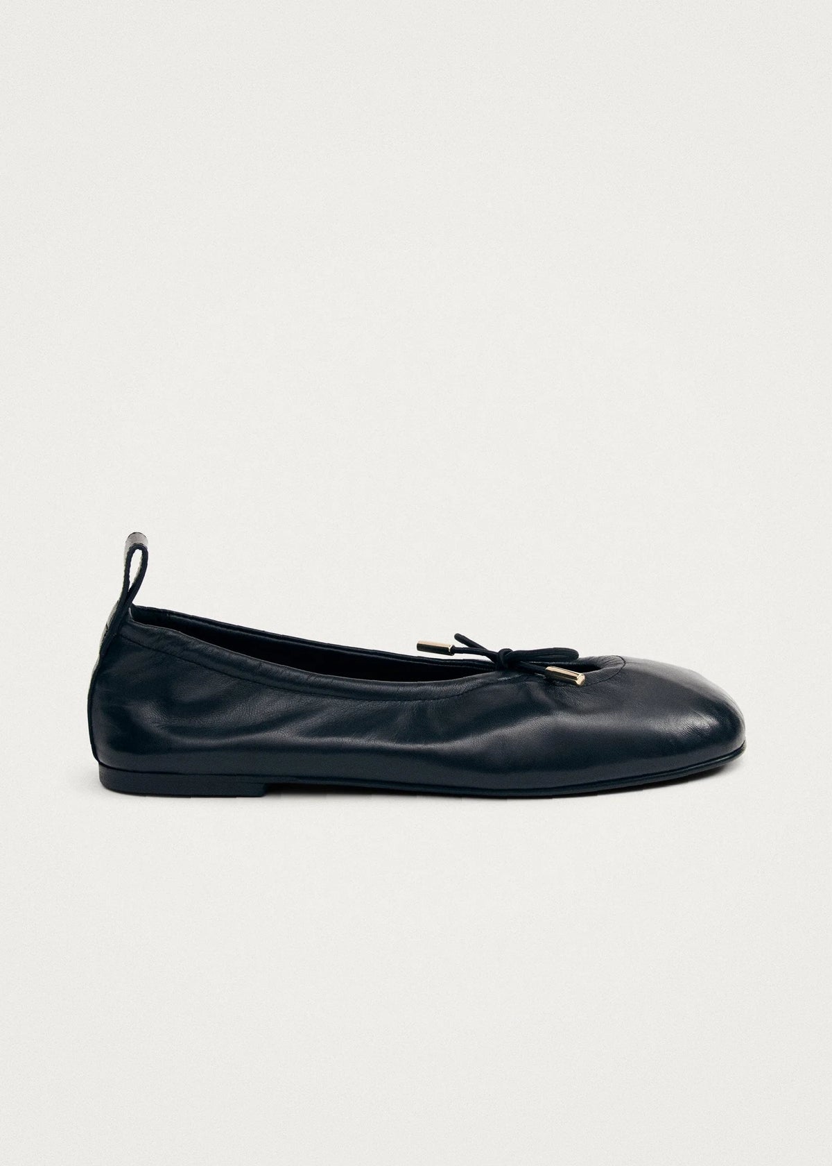 ROSALIND BLACK LEATHER BALLETS FLATS